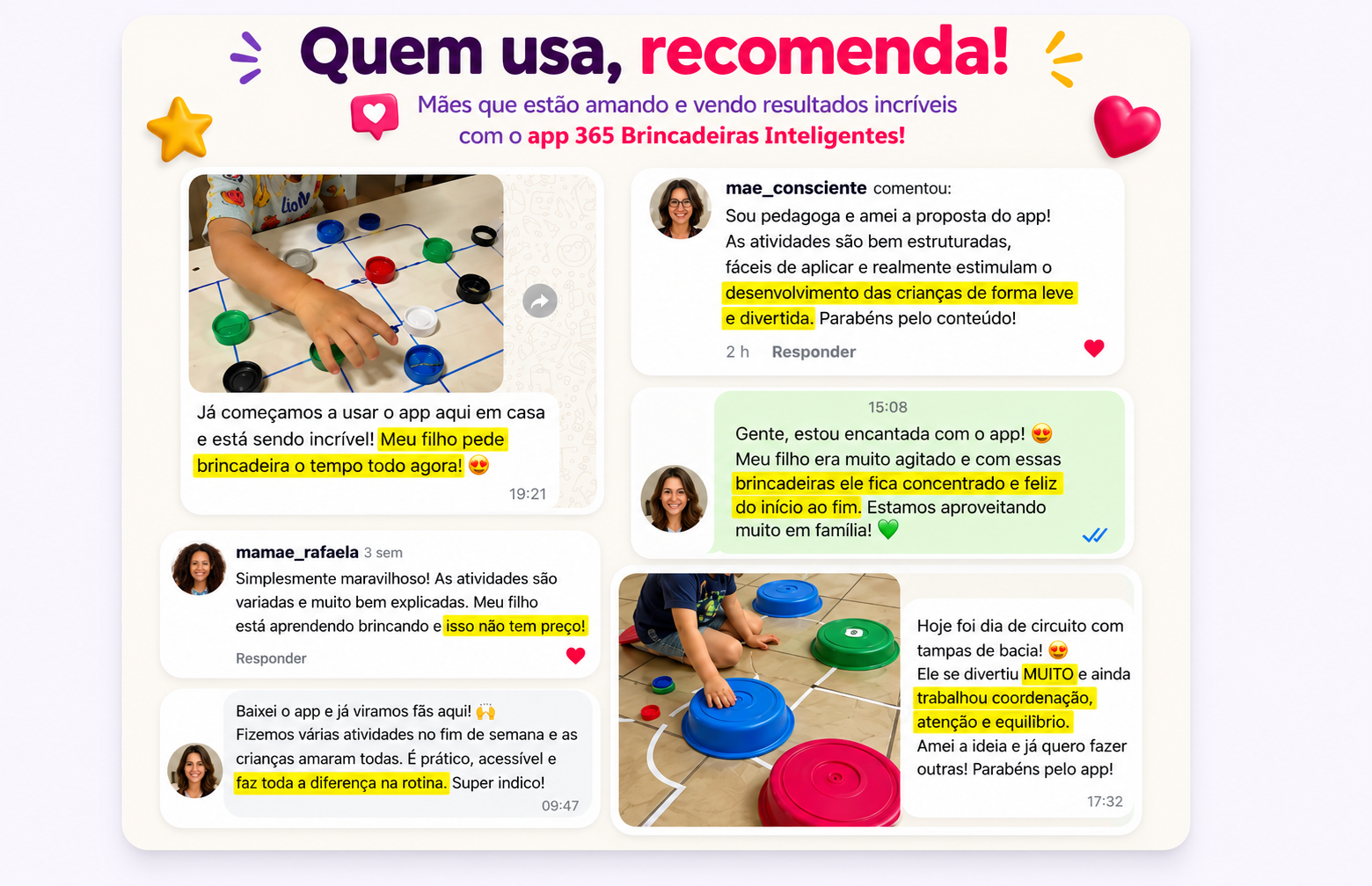 Quem usa, recomenda: depoimentos de clientes.